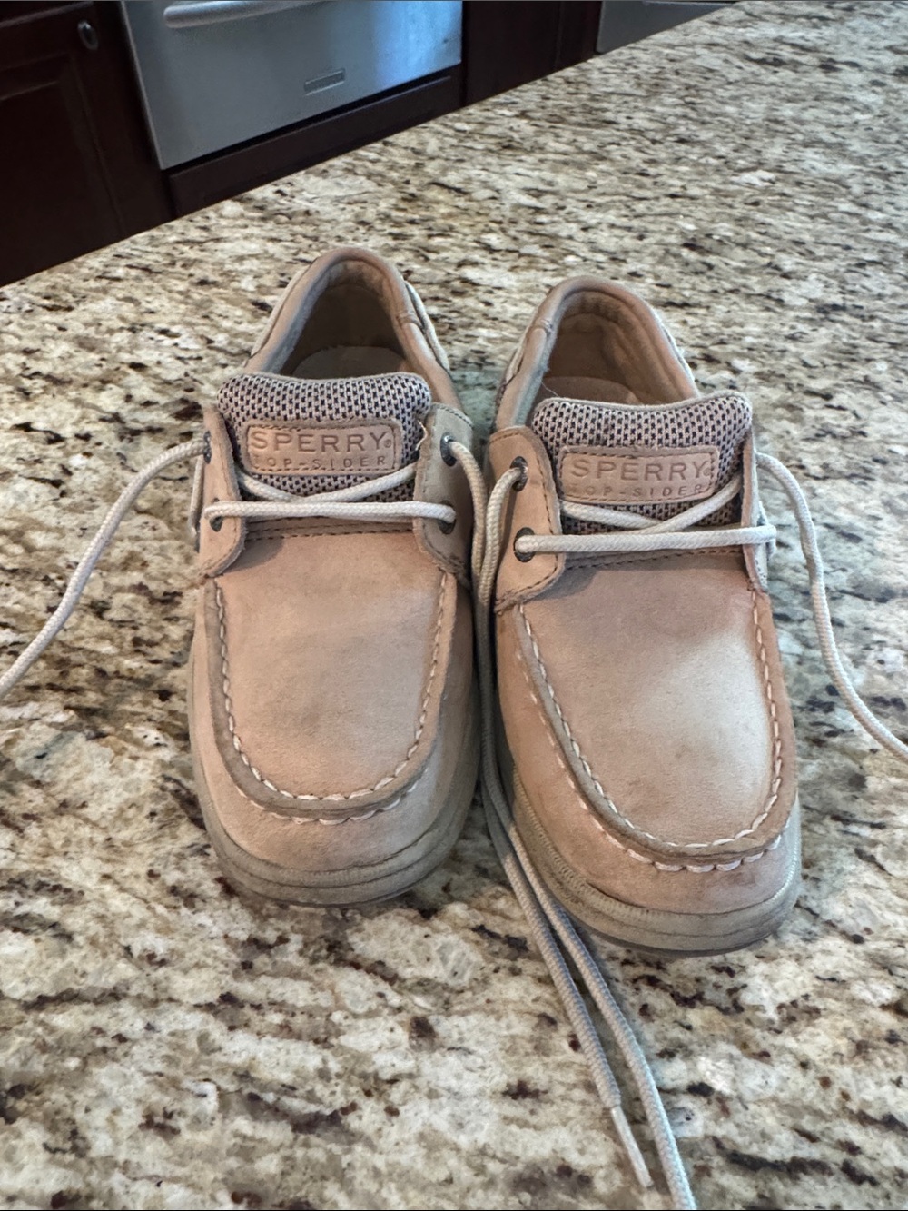 Sperry Kids Beige/Tan Boat Shoes with Lace-Up Design